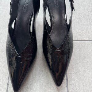 MERCEDES CASTILLO PATENT LEATHEE SLING BACK BLACK SIZE 39.5